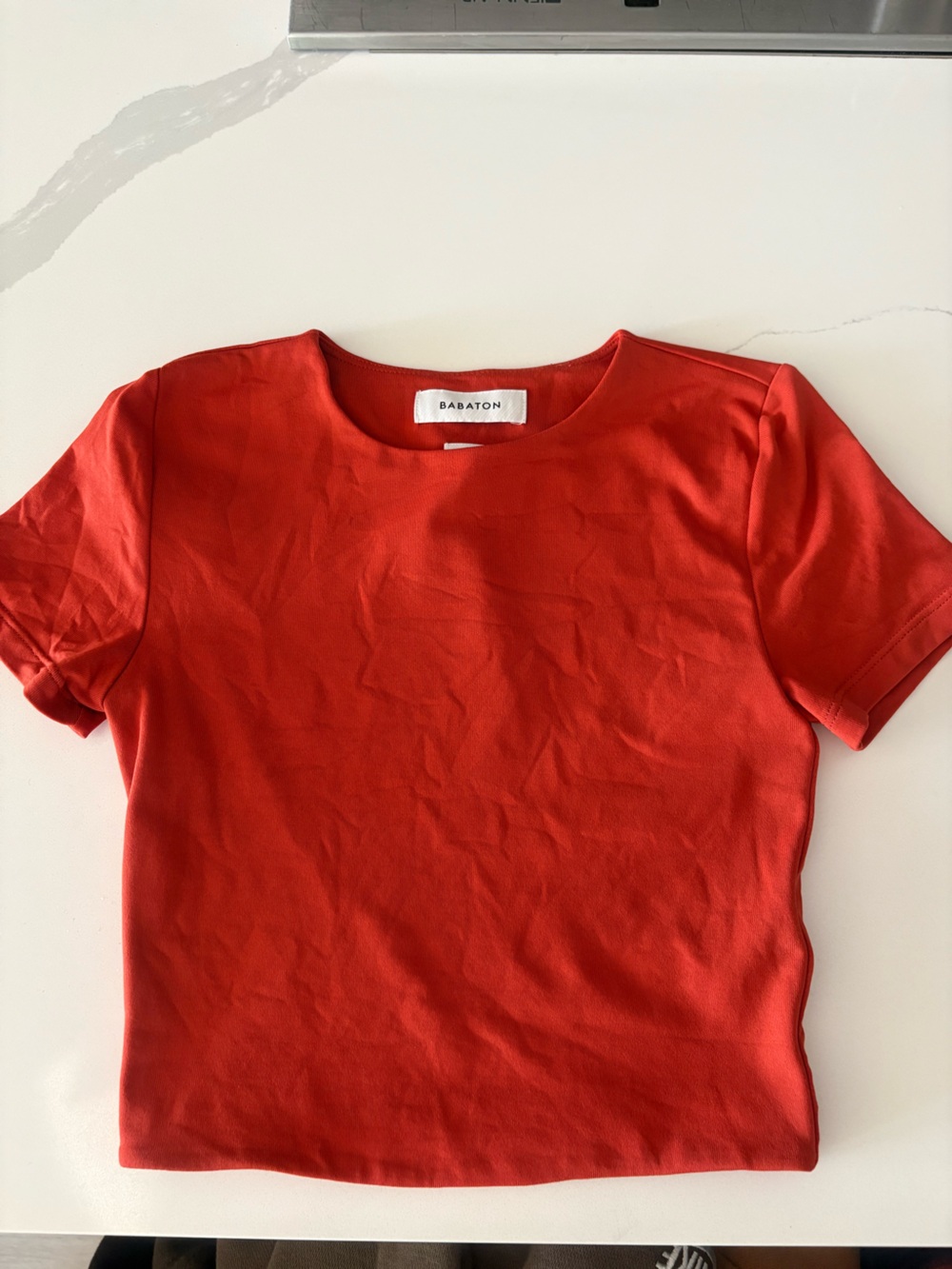 Babaton Coral-Red Short Sleeve Top